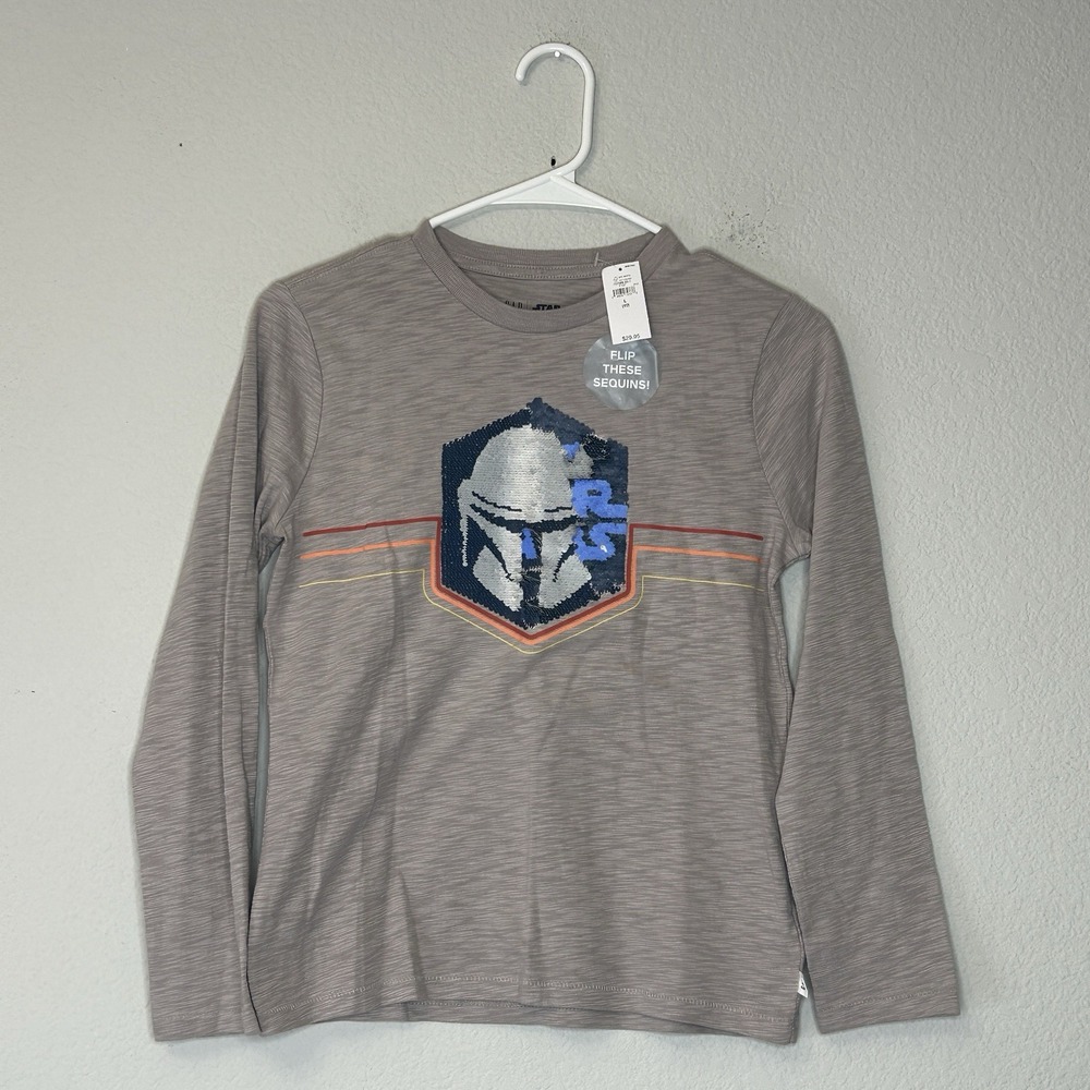 Gap Star Wars Mandalorian Interactive Sequin Long Sleeve T-Shirt Youth Size L 10
